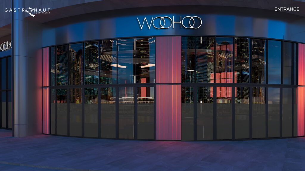 Exterior view of Woohoo restaurant at Kempinski The Boulevard Hotel in Downtown Dubai
